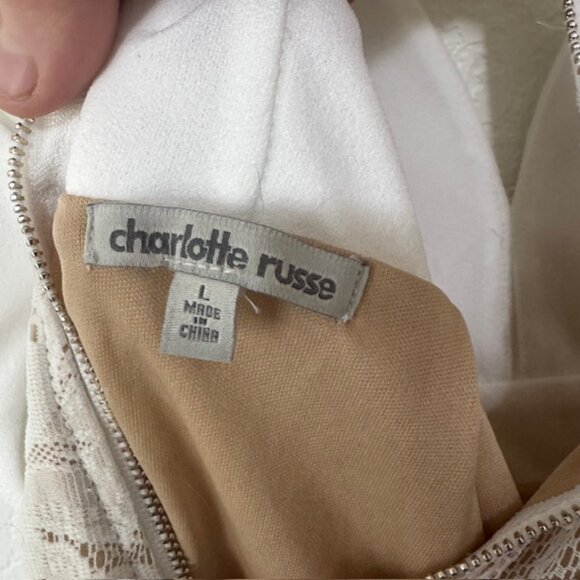 Charlotte Russe Gorgeous White Mini Dress with lace accents Womens Size Large - Picture 7 of 8